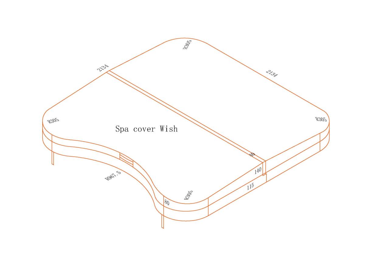 Couverture pour spa 213 x 213 x R30,48 & 96,75 cm, grise