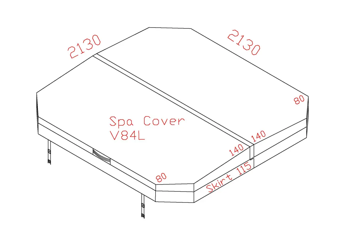 Couverture pour spa V84L, 213 x 213 cm avec pans coupés, grise