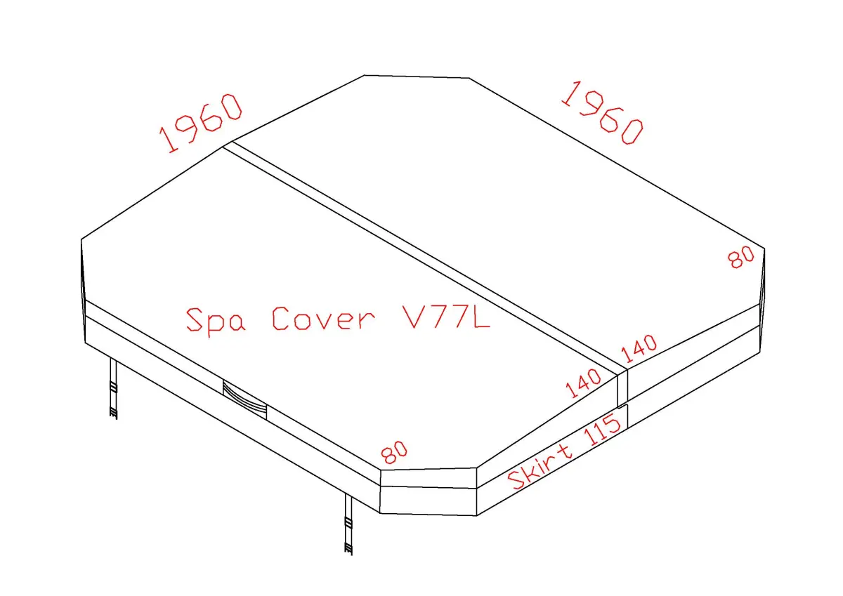 Couverture pour spa V77L, 196 x 196 cm avec pans coupés, grise