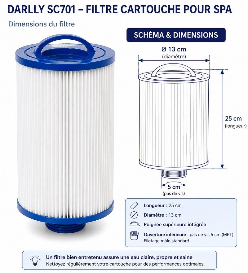 Filtre cartouche spa SC701 Darlly 50403 - Unicel 5CH-402 - Pleatco PJW40-SC-F2M - Magnum DS40