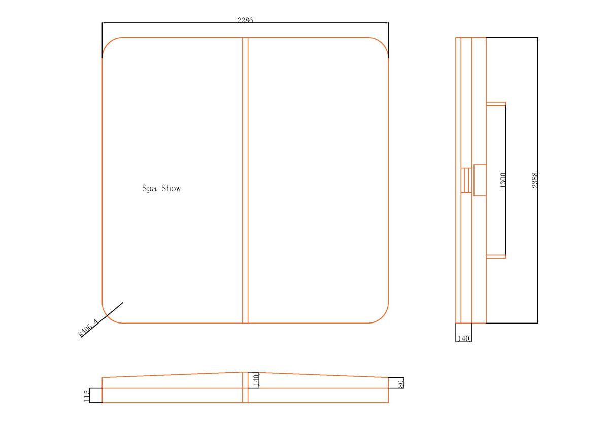 Couverture pour spa Show, 239 x 229 x R40.64 cm, grise