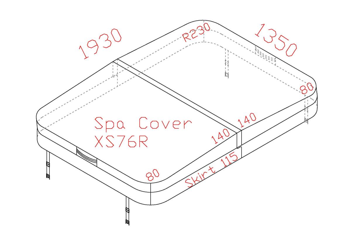 Couverture pour spa 193 x 135 x R22,86 cm, grise