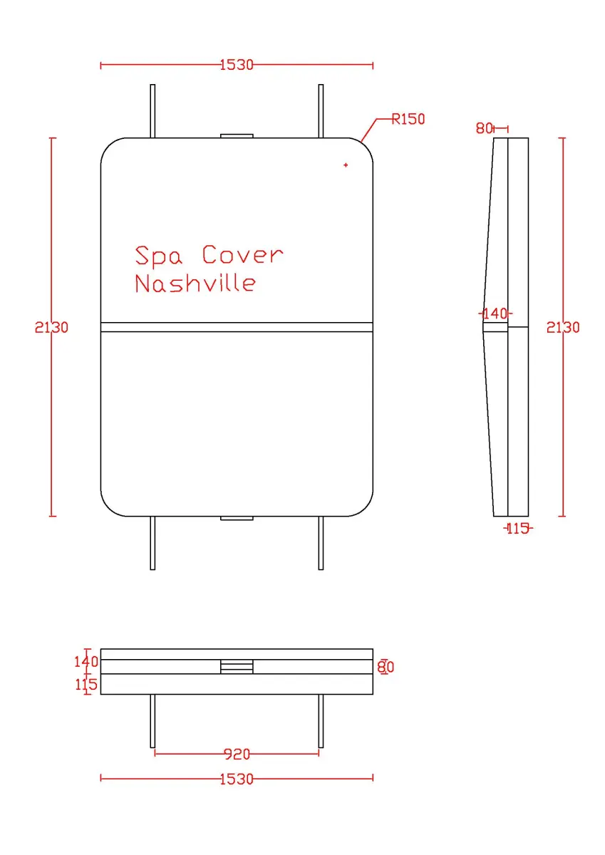 Couverture pour spa 213 x 153 x R15.24 cm, grise