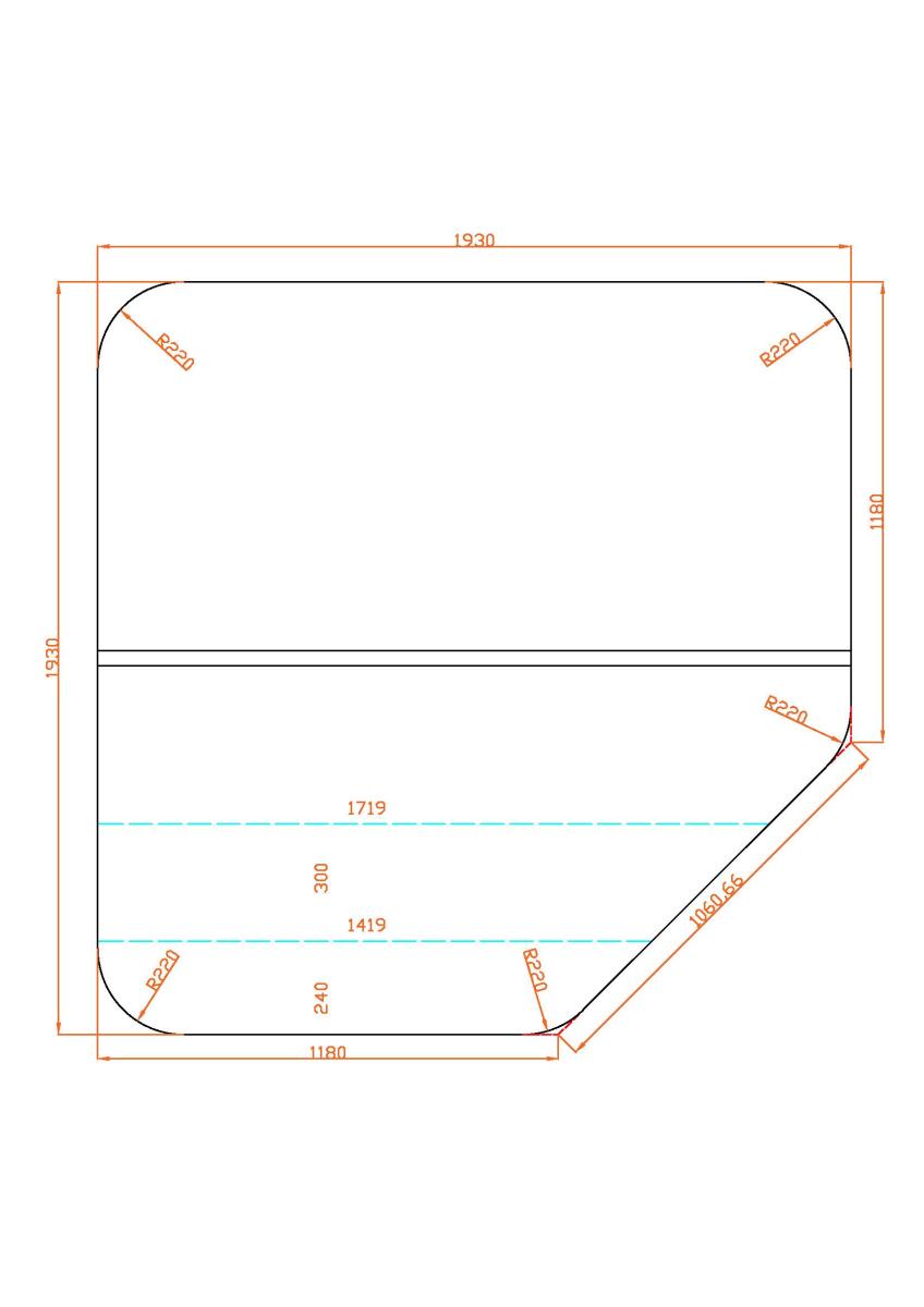 Couverture pour spa 193 x 193 x R22.86 cm (pan coupé), grise