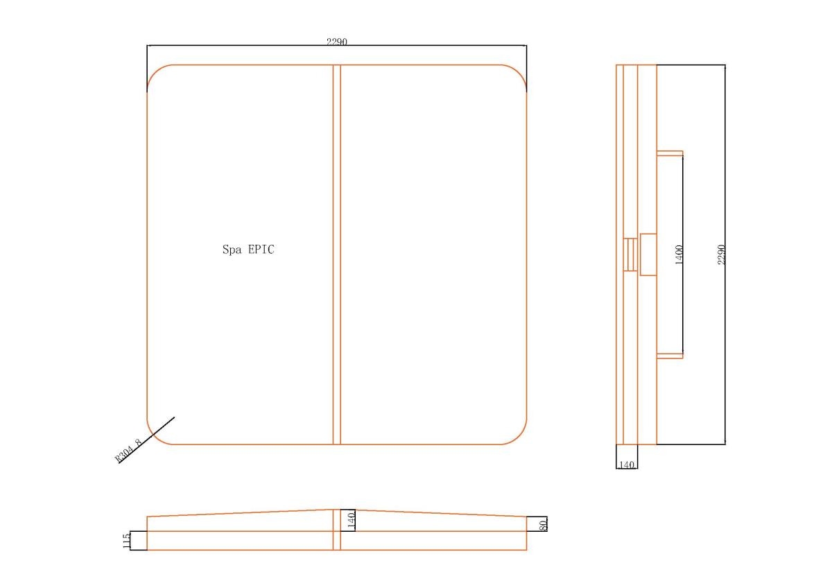 Couverture pour spa 229 x 229 x R30.48 cm, grise
