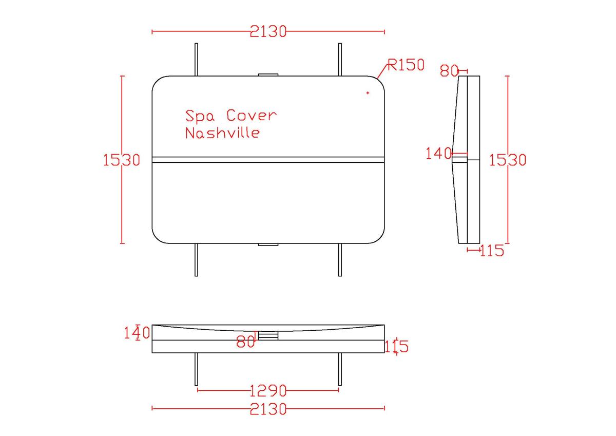 Couverture pour spa 213 x 153 x R15.24 cm, grise