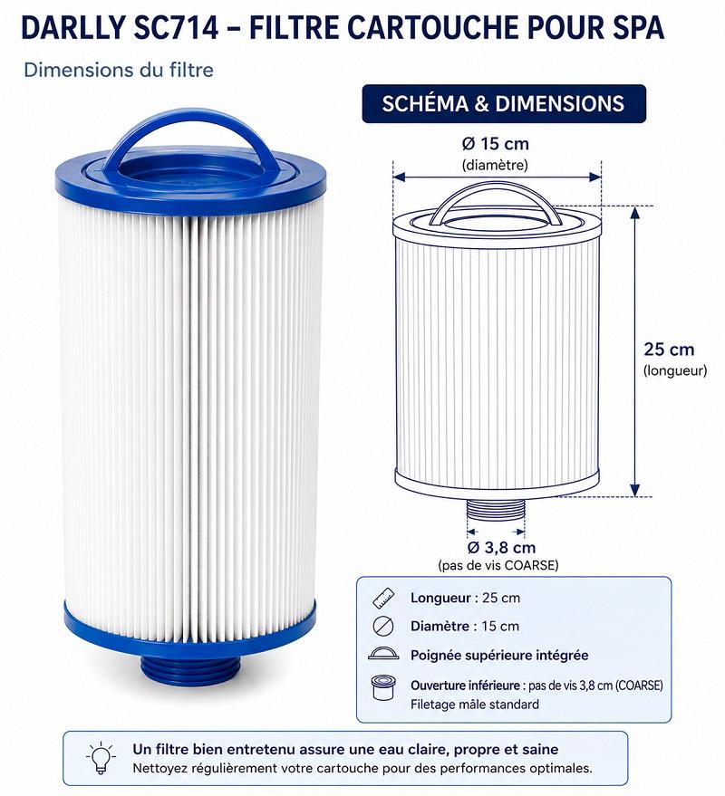 Filtre cartouche spa SC714 - Darlly 60401 - Unicel 6CH-940 - Pleatco PWW50P3 - Magnum WY45