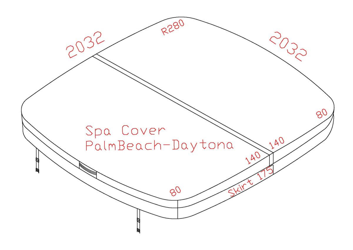 Couverture pour spa PalmBeach/Daytona (Cabana/Crossover) 203 x 203 x R28 cm, black weathershield