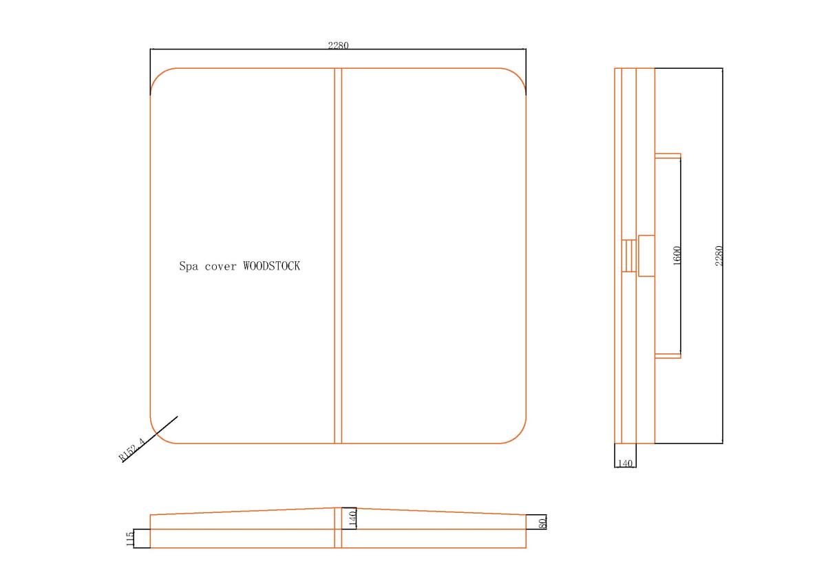 Couverture pour spa 228 x 228 x R15,24 cm, grise
