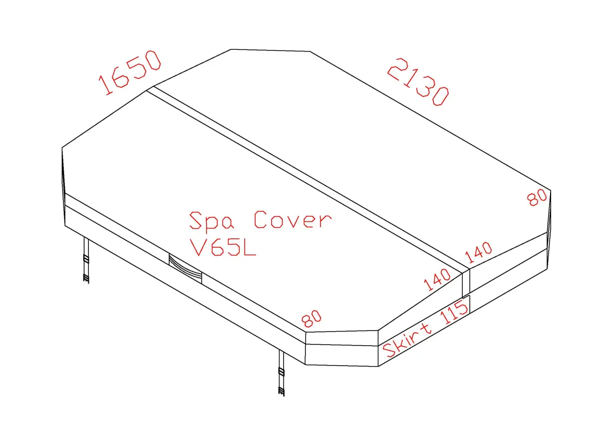 Couverture pour spa V65L 213 x 165 cm, pans coupés, grise