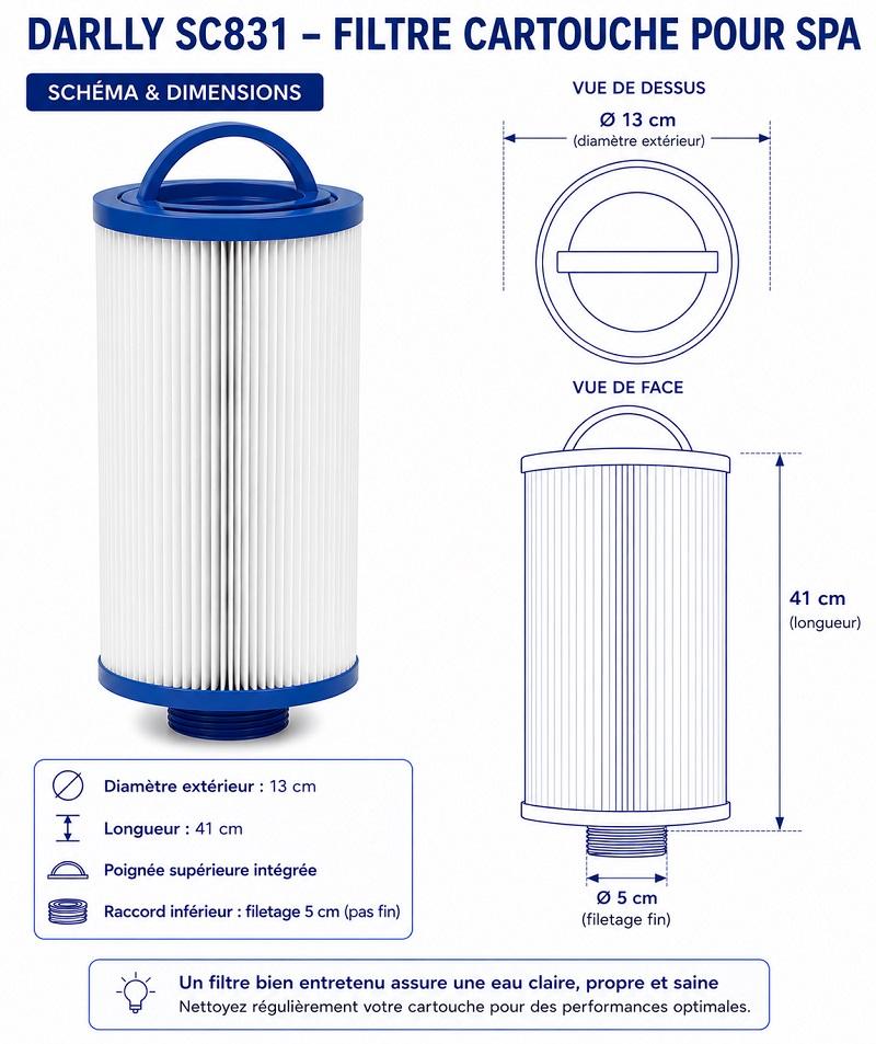 Filtre cartouche SC831, Darlly 50753, Unicel 5CH-752, Pleatco PCAL60-F2M, Magnum CAL75