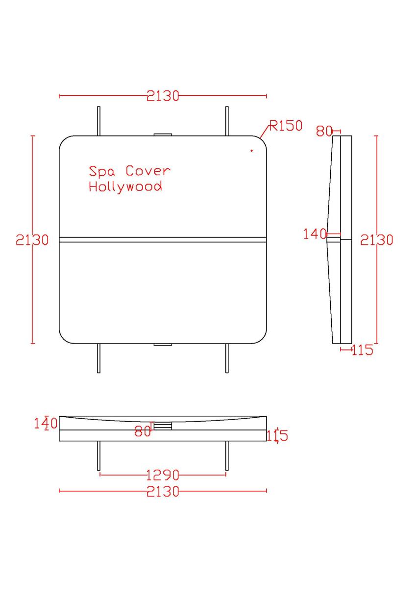 Couverture pour spa 213 x 213 x R15,24 cm, grise